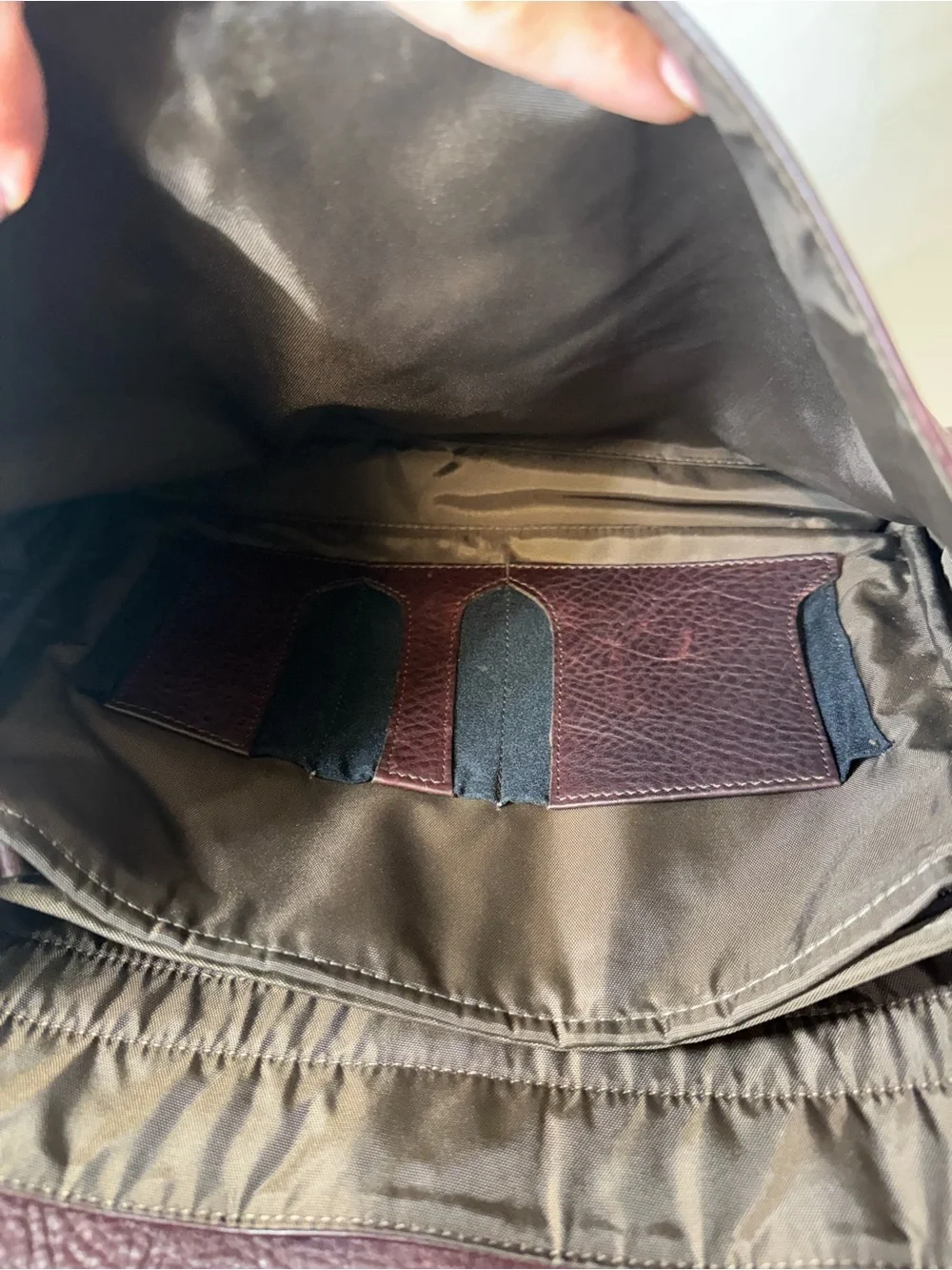Allen Edmonds Dark Brown Grained Leather Messenger Bag
